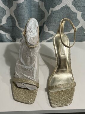 Nine West gold bling heels